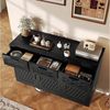 FUROKOY Sideboard Rattan Küchenschrank us Holz (Buffetschrank Highboard mit 3 Schubladen und 3 Türen), für Schlafzimmer, Wohnzimmer, Flur, 108 x 40 x 80 cm, Schwarz Bild 3
