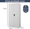 Mehrzweckschrank Metall abschließbar DAWID - Funktionaler Metallschrank | Schließfachschrank Putzmittelschrank Besenschrank Vorratsschrank, 185x90x45cm Grau Bild 2
