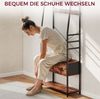 Garderobe 80x30x180 cm mit Schuhbank, 10 Haken, Stoffschubladen und Kleiderstange aus Holz und Metall Bild 4