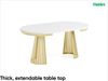 MEBLINI Esstisch Rund Ausziehbar aus Metall - 100-176x76 cm - CONEY - Weiß Matt/Golden - Loft - Esszimmertisch Modern - Küchentisch - Ausziehtisch - Round Dining Table Bild 2