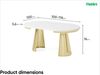 MEBLINI Esstisch Rund Ausziehbar aus Metall - 100-176x76 cm - CONEY - Weiß Matt/Golden - Loft - Esszimmertisch Modern - Küchentisch - Ausziehtisch - Round Dining Table Bild 3