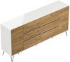 Sideboard Yako XL 200cm 6 SoftClose 2 Türen Weiß/Eiche Front : Oak Gold / Weiss hochglanz Bild 5