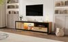 TV-Schrank 160x40x50 cm, LED-RGB mit App/Bluetooth, 1 Schublade & Glasböden, Schwarz/Eiche Bild 2