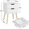 Yaheetech Nachttisch mit 2 Schubladen Nachtschrank (1-St), Nachtkonsole Beistelltisch Massivholzfüßen, 40 × 40 × 61 cm Bild 3