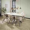 Armlehnstuhl 2er-Set Boulse, Webstoff modern, hoher Sitzkomfort, Sand, schwarzes Metallgestell Bild 4