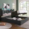 Polsterbett 140x200 cm mit Steckdosen, USB, RGBW-LED-App-Steuerung, Stauraum-Kopfteil & Bettkasten, Stoffbett Grau Bild 2