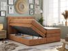 Boxspringbett 7-Zonen Taschenfederkernmatratze und Topper - PREMIUM-10-KING - 140x200cm - Orange Stoff - H4 Bild 2