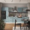 Küchenzeile R-Line Blau-Grau/Weiß 350 cm mit Hochschrank, AP Anthrazit Vicco Bild 4