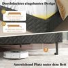 160 x 200 cm Samt-Bettgestell mit Höhenverstellbarem Chevron-Kopfteil Gepolsterte Bettrahmen Grau Bild 3