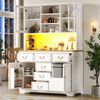 Odikalo Küchenbuffet Küchenschrank Buffetschrank mit LED & USB (mit USB-Anschlüssen und Steckdosen,Sideboard mit LED-Lichtleiste, Aufbewahrungsschrank mit Snackregaltüren, Mülleimer können installiert werden) Bild 2
