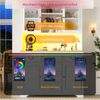 Odikalo Küchenbuffet Küchenschrank Buffetschrank mit LED & USB (mit USB-Anschlüssen und Steckdosen,Sideboard mit LED-Lichtleiste, Aufbewahrungsschrank mit Snackregaltüren, Mülleimer können installiert werden) Bild 3