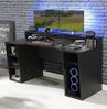 Gamingtisch >TEZAUR< 5 Fächer, 2 Böden, Ablage, schwarz - 160x91,1x72cm (B/H/T) Bild 2