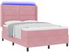 vidaXL Boxspringbett mit LED-Lichtleisten Rosa 140 x 200 cm Samt 3343873 Bild 2