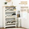 Schuhschrank Schuhkipper Schuhregal 3 Klappen für 18 Paar Schuhe platzsparend in Weiß und Natur 72 x 26 x 112 cm für Flur & Eingangsbereich Bild 4