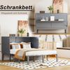 Merax Schrankbett 140x200 cm, Holzbett mit Lattenrost, Wandklappbett, vertikales Doppelbett mit Lattenrost, Jugendbett, grau Bild 2