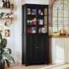 HOLTICO Hochschrank Freistehender küchenschränke mit Glastür, Glasküchenschrank, 183 cm (1-St) klassischer hoher Schrank mit Glastür und verstellbaren Regalen Bild 2