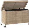 vidaXL Gartentruhe mit Rollen Beige 110x55x73 cm Poly Rattan 4103829 Bild 3