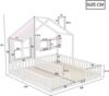 Merax Kinderbett 90 × 200 cm, Freistehendes Doppelbett, Hausdesign Mit Fenstern und Schornstein, Mit LED-Beleuchtung, Sicherheitsgeländer und Ablageflächen, komplett Mit Lattenrost, Weiß Bild 4