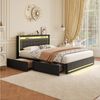 PXloue Polsterbett LED Doppelbett 140x200cm mit Ladefunktion und 4 Schubladen Polsterbett (Geeignet für Jugendliche und Erwachsene), Stauraumbett, mit RGB-LED, Lattenrost und praktischen Schubladen Bild 3