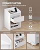 Nachttisch, mit LED-Licht - Beistelltisch mit Ladestation, 1 Aufbewahrungsschublade Nachttisch für Schlafzimmer, Wohnzimmer, 2 USB-Anschlüsse, 2 Steckdosen, 2er Set, Weiß Bild 5