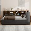 Merax Daybett 90*200 cm Polsterbett Schlafsofa, Mit Hydraulischem Stauraum, Mit Nachtlicht, USB- und Typ-C-Ladeanschluss, Multifunktionsbett, Samtstoff, Dunkelgrau Bild 3