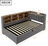 Merax Daybett 90*200 cm Polsterbett Schlafsofa, Mit Hydraulischem Stauraum, Mit Nachtlicht, USB- und Typ-C-Ladeanschluss, Multifunktionsbett, Samtstoff, Dunkelgrau Bild 4