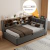 Merax Daybett 90*200 cm Polsterbett Schlafsofa, Mit Hydraulischem Stauraum, Mit Nachtlicht, USB- und Typ-C-Ladeanschluss, Multifunktionsbett, Samtstoff, Dunkelgrau Bild 2