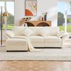 Chenille-Ecksofa mit verstellbaren Armlehnen und Hocker, 3-4 Sitzer, L-förmiges Schlafsofa mit Federkern und Kissen,Beige Bild 4