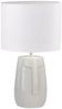 LED Tischlampe mit Keramikfuß Beige & Leinenschirm Weiß, Höhe 39cm Bild 2