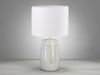 LED Tischlampe mit Keramikfuß Beige & Leinenschirm Weiß, Höhe 39cm Bild 3