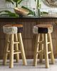 Hocker goldbraun / heller Holzfarbton WALTON Bild 3