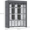 MC Star Stoffschrank Kleiderschrank mit Kleiderstangen, 8 Ebenen, Faltschrank (Faltbare Garderobe für Schlafzimmer, Flur, Vliesstoff, Dunkelgrau, 125 x 43 x 162,5 cm) Bild 3