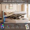 PXloue Polsterbett Doppelbett Stauraumbett mit bettkasten (Hydraulisch anhebbarer Stauraum), mit Lattenrost und Stauraum, LED-Beleuchtung, 140x200 cm Bild 4