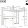 Merax Hochbett, kinderbett 140 x 200cm, mit Eisenrahmen, mehrere Einlegeböden, Schreibtisch mit Steckdose, mit usb type-c ohne Matratze, weiß Bild 4
