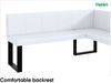 MEBLINI Eckbank für Esszimmer mit ausziehbarem Tisch - Küchenbank - Essecke - Sitzecke Küche - PETER - U-Beine 128x168x87cm Rechts - Weiß Kunstleder/M Weiß-Schwarz Hochgl. Bild 5
