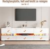 Merax Lowboard Hochglanz mit LED-Beleuchtung & Push-to-Open (für Fernseher bis 70 Zoll, 1 St), TV-Schrank mit 2 Türen, 1 Schublade & Acrylglaseinsatz, 160x39x45cm Bild 4