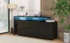 Sideboard Kommode aus Spanplatte mit LED-Beleuchtung, 4 Schubladen & 2 Push-to-Open-Türen, 160x35x70 cm, Schwarz Bild 2