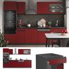 Küchenzeile R-Line Rot/Anthrazit 300 cm J-Shape mit Hochschrank, AP Marmor Vicco Bild 2