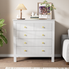 Kommode mit 5 Schubladen Weiss Struktur Front Gold Griffe Sideboard Aufbewahrung Schrank Schlafzimmer Wohnzimmer 80cm Bild 3