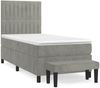 vidaXL Boxspringbett mit Matratze Hellgrau 90x200 cm Samt 3137941 Bild 2