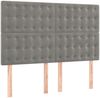 vidaXL Boxspringbett mit Matratze Hellgrau 140x190 cm Samt 3138079 Bild 5