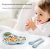 ABC Silikon-Babygeschirr-Set mit Saugnäpfen, 8-teiliges Set, Kinder-Essgeschirr-Set, beinhaltet rutschfeste Teller, Schüsseln, Becher Bild 4