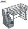 MODFU Kinderbett Hochzaun-Sicherheitsdesign mit Kleiderschrank, Regalen und Stauraum (Hochbett,mit Stauraum, Sicherheitsleiter & Kleiderschrank - Massivholz, mit Sicherheitskletterleiter, Multifunktionsbett 90 x 200 cm), ohne Matratze Bild 4
