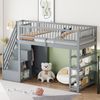 MODFU Kinderbett Hochzaun-Sicherheitsdesign mit Kleiderschrank, Regalen und Stauraum (Hochbett,mit Stauraum, Sicherheitsleiter & Kleiderschrank - Massivholz, mit Sicherheitskletterleiter, Multifunktionsbett 90 x 200 cm), ohne Matratze Bild 2