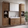 Badplaats Badmöbel Komplettset Paso XL LED 80 x 40 cm Braun Eiche - Badezimmermöbel mit Waschbecken, Spiegelschrank und 2 Badezimmerschränke Bild 2