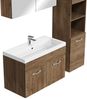 Badplaats Badmöbel Komplettset Paso XL LED 80 x 40 cm Braun Eiche - Badezimmermöbel mit Waschbecken, Spiegelschrank und 2 Badezimmerschränke Bild 3