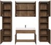 Badplaats Badmöbel Komplettset Paso XL LED 80 x 40 cm Braun Eiche - Badezimmermöbel mit Waschbecken, Spiegelschrank und 2 Badezimmerschränke Bild 4