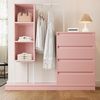 Merax Schubladenschrank, Kleiderschrank-Set, Rosa Kleiderschrank, Sideboard, Kleiderstange, B140/W40/H135, Rosa Bild 2