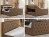 Boxspringbett, Doppelbett mit Fußteil, Multipocket-Matratzen und Topper, gestepptes Kopfteil und Front - MIREN KING DUO - 120 x 200 cm - Braun Kunstleder - H4 Bild 2