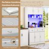 Küchenschrank mit LED-Beleuchtung, 100x40x180 cm, 3 Schubladen & USB-Anschluss, Weiß Bild 5